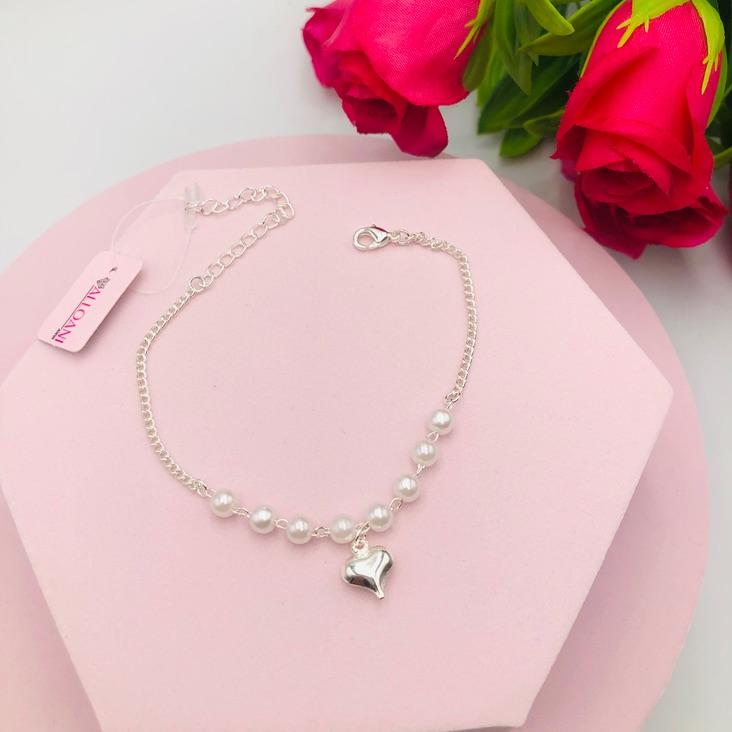 Pulseira pérola com coração
