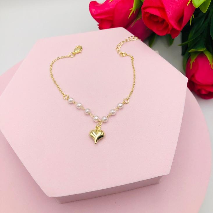 Pulseira Pérola com Coração