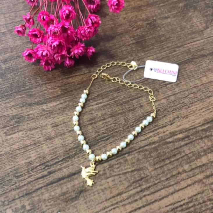 Pulseira Pérolas com Pingente Espírito Santo