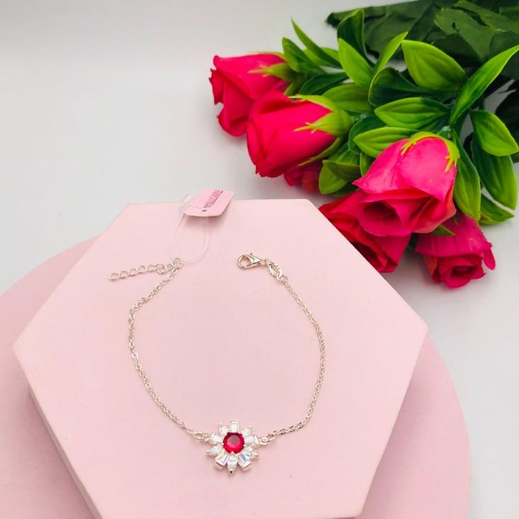 Pulseira Pingente Flor Cravejado