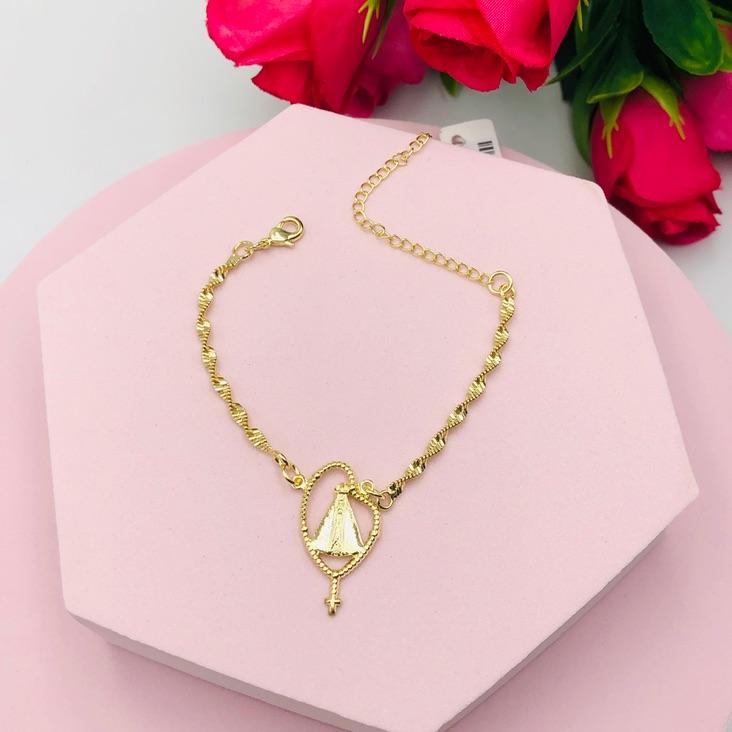 Pulseira Torcida com Pingente Nossa Senhora