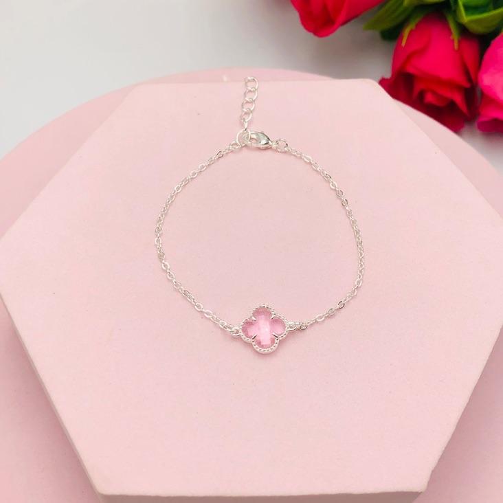 Pulseira Trevo Rosa