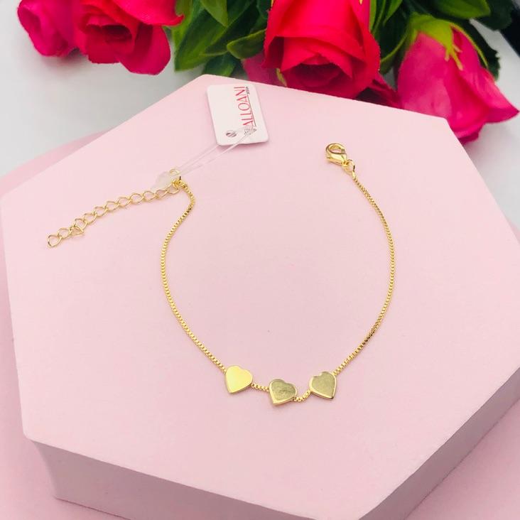 Pulseira veneziana com três corações