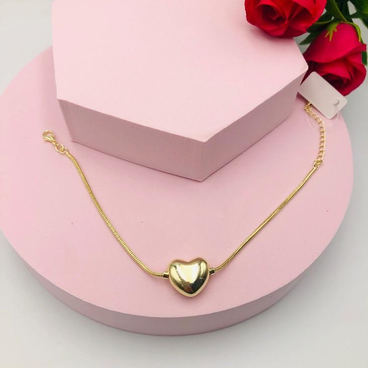 Pulseira Veneziana Grossa com Coração