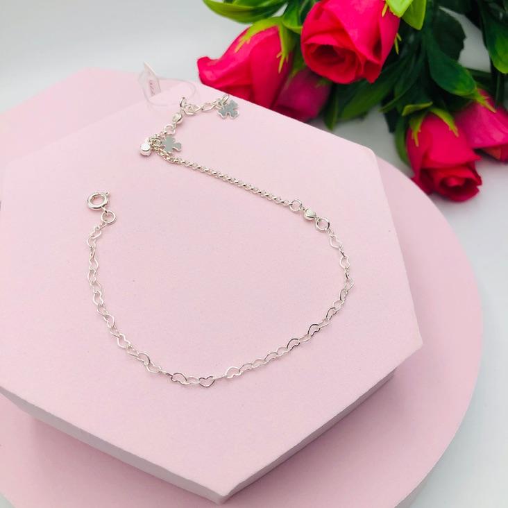 Tornozeleira com elos corações