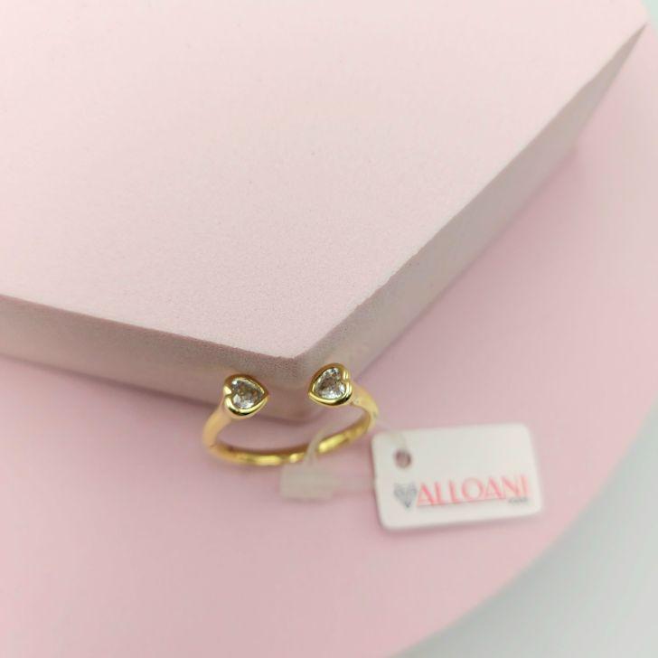 Anel 2 Corações Inspiração Pandora  N°22