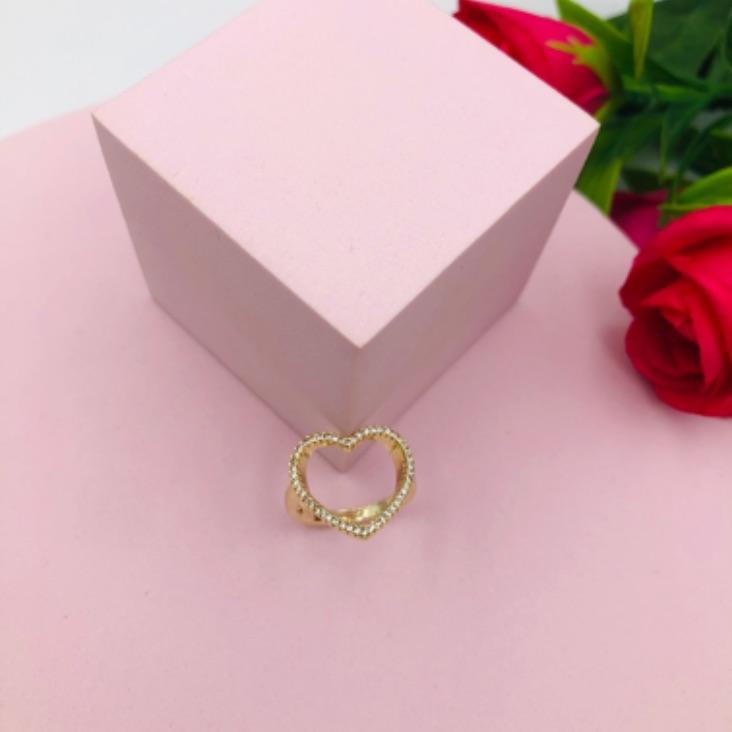 Anel Coração Cravejado N 17