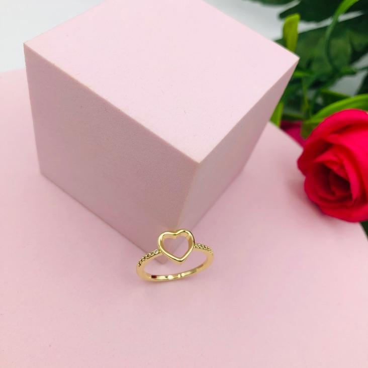 Anel Coração Cravejado N 18