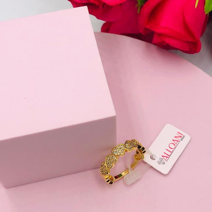 Anel Corações Cravejado