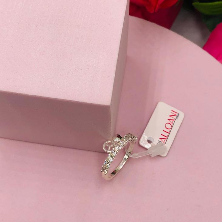 Anel Cravejado com Símbolo Paz e Coração