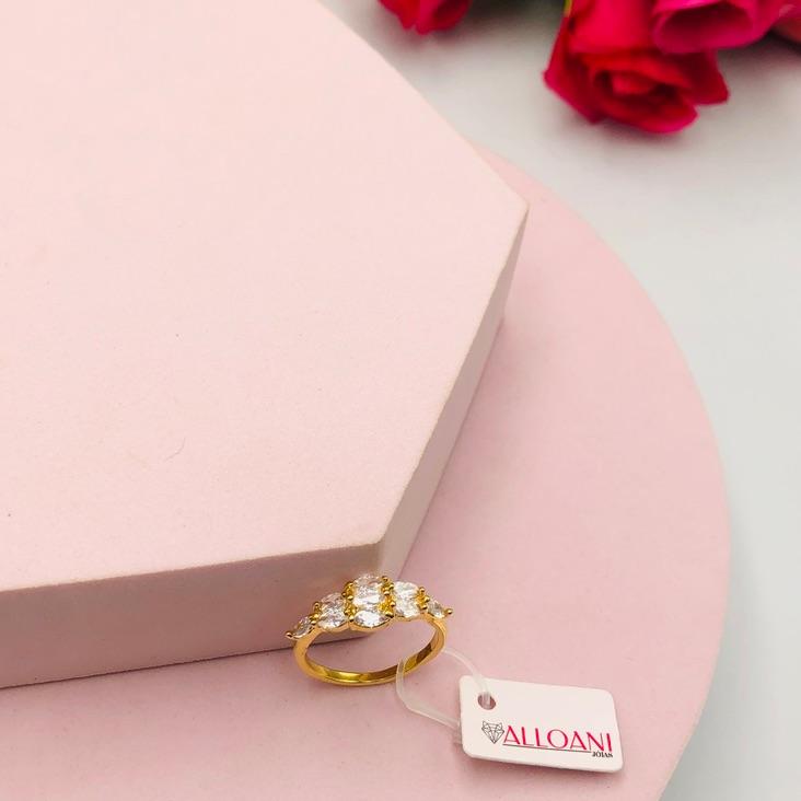 Anel Cravejado Zirconia Branca