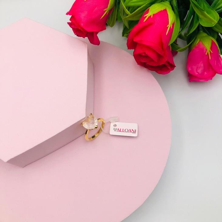 Anel de Coração com Pedra Branca N°20