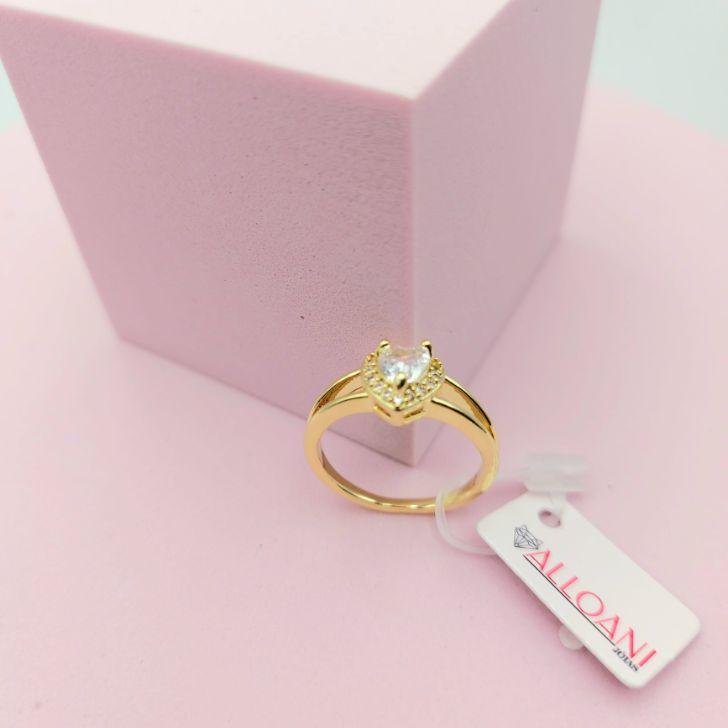 Anel de Coração Cravejado com Zirconia Cristal N°18