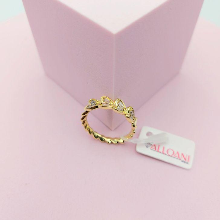 Anel de  Corações com Zirconias N°19