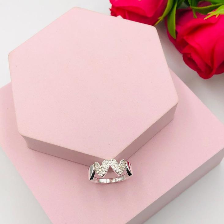 Anel de Corações Cravejado e Liso N18