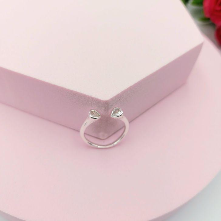 Anel Regulável 2 Corações na Ponta N°22
