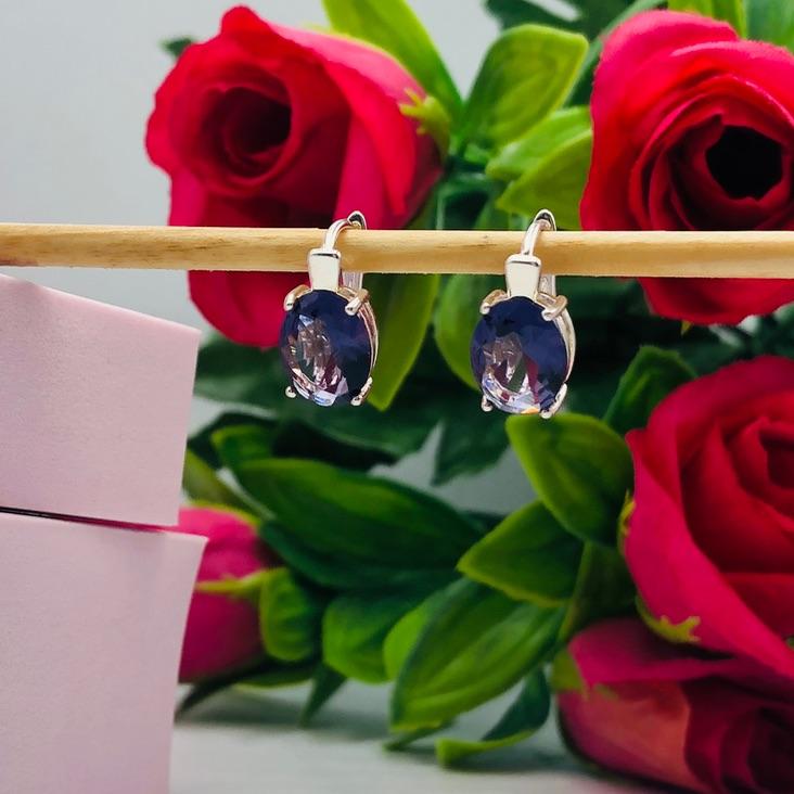 Brinco Argola com Pedra Roxa