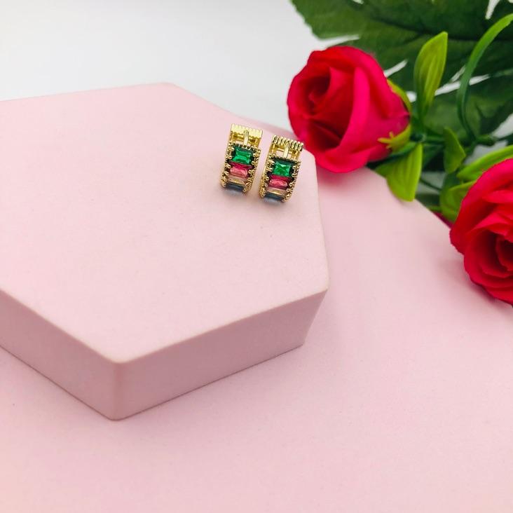 Brinco Argola Cravejado Colorida