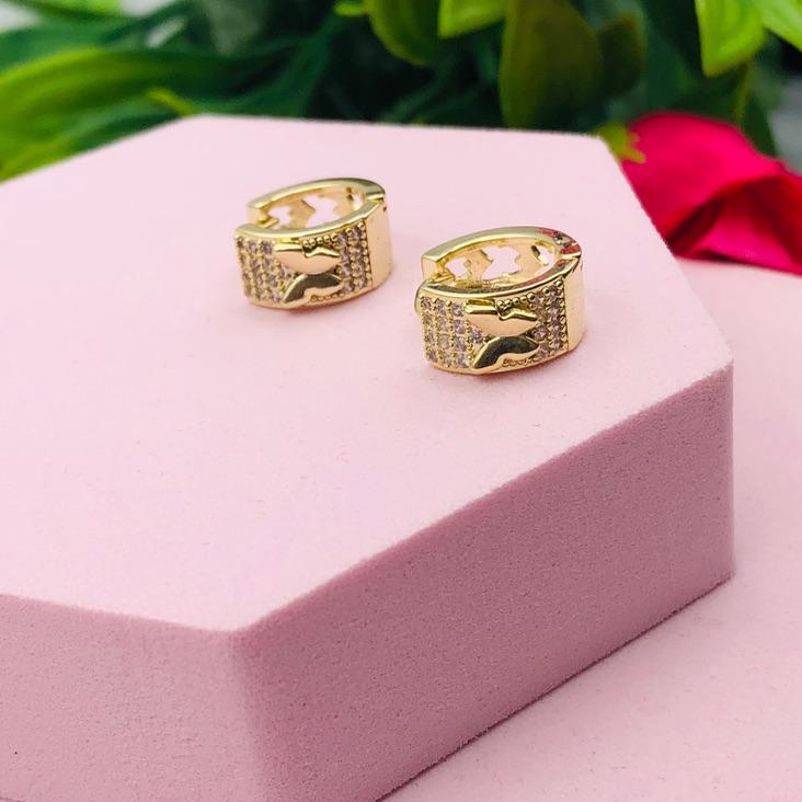 Brinco Argolinha Cravejada com Borboleta