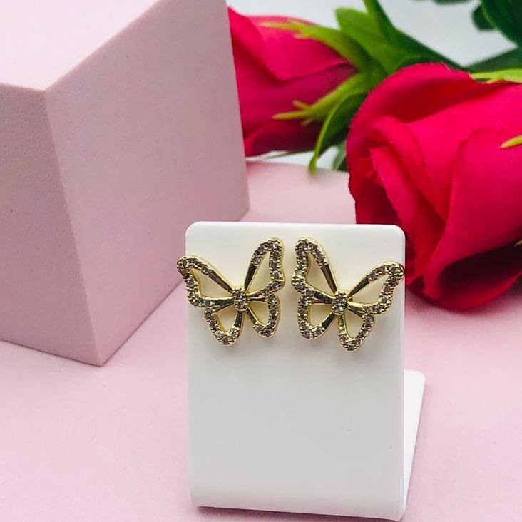 Brinco Borboleta Cravejado