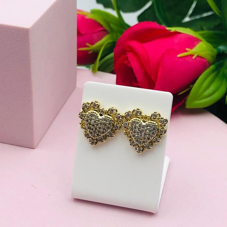 Brinco Coração Cravejado