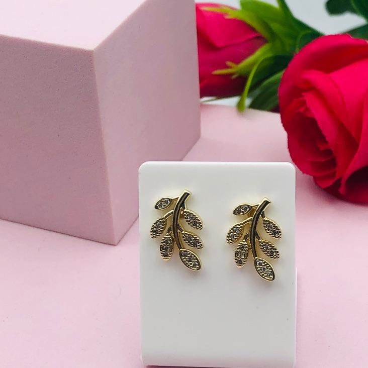 Brinco Folhagem Cravejado