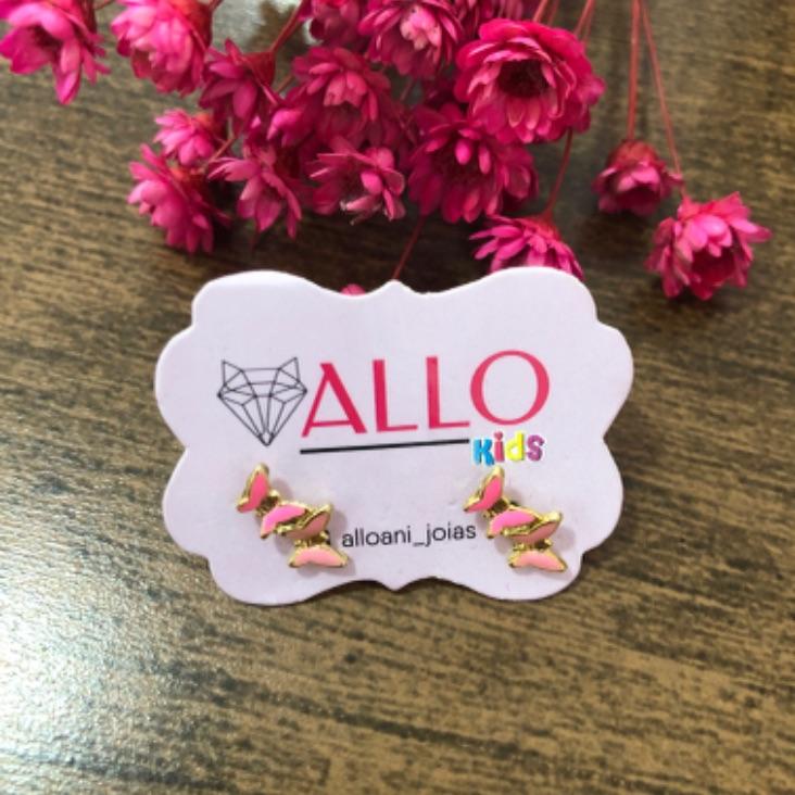 Brinco infantil  duas borboletas resinado