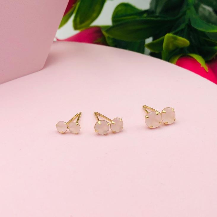 Brinco Trio Redondo Zirconia Rosa