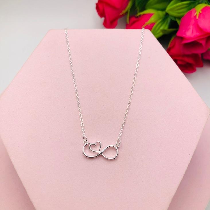 Colar Corrente cadeado pingente Infinito Amor