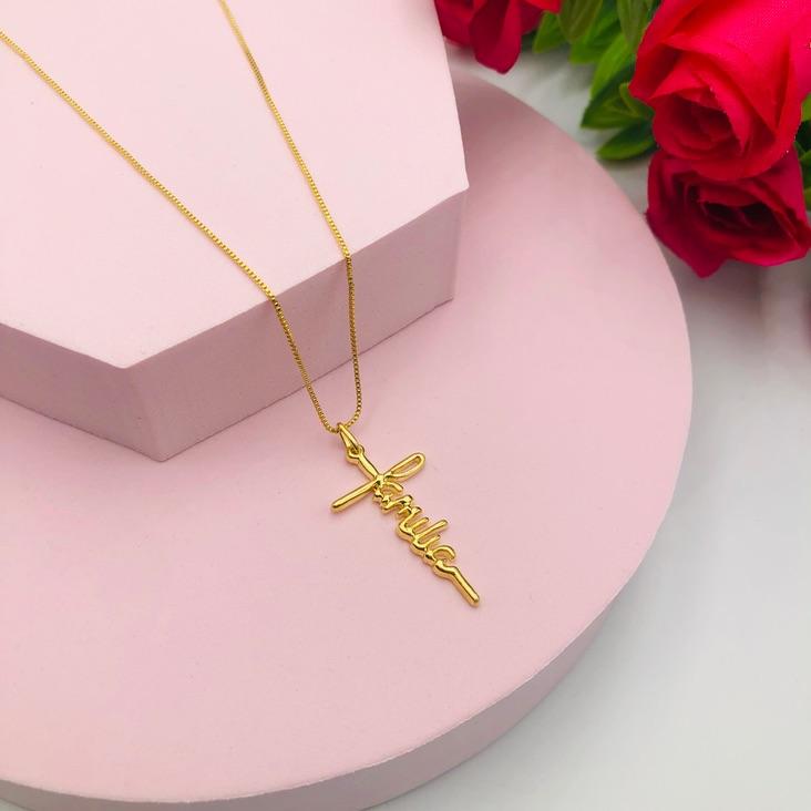 Colar Corrente Veneziana com Pingente Família