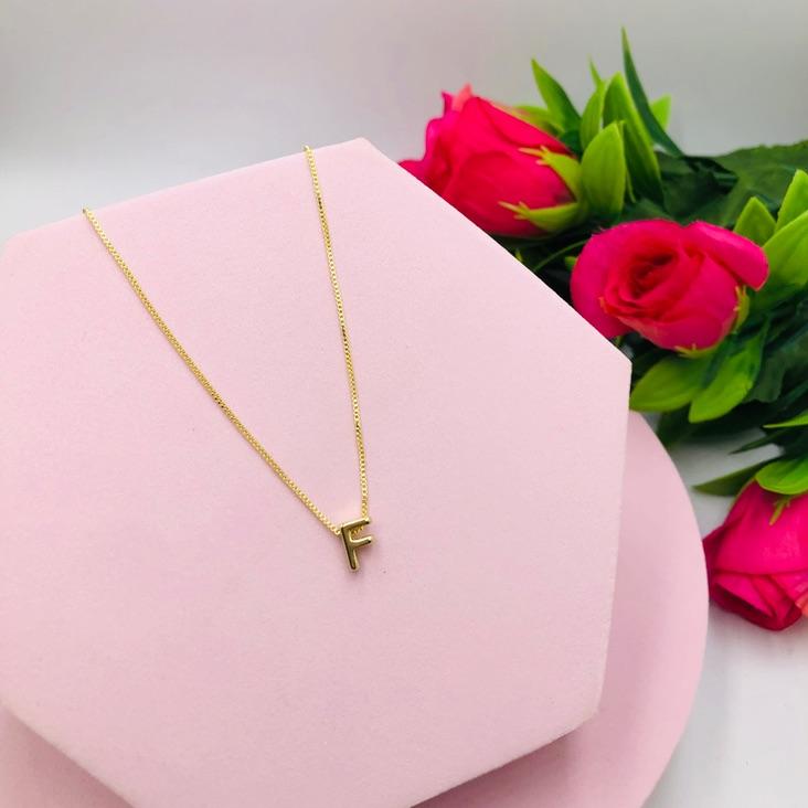 Colar corrente veneziana com Pingente letra F