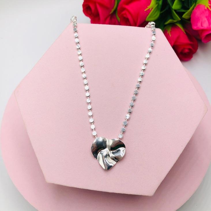 Colar Disco com Pingente Coração