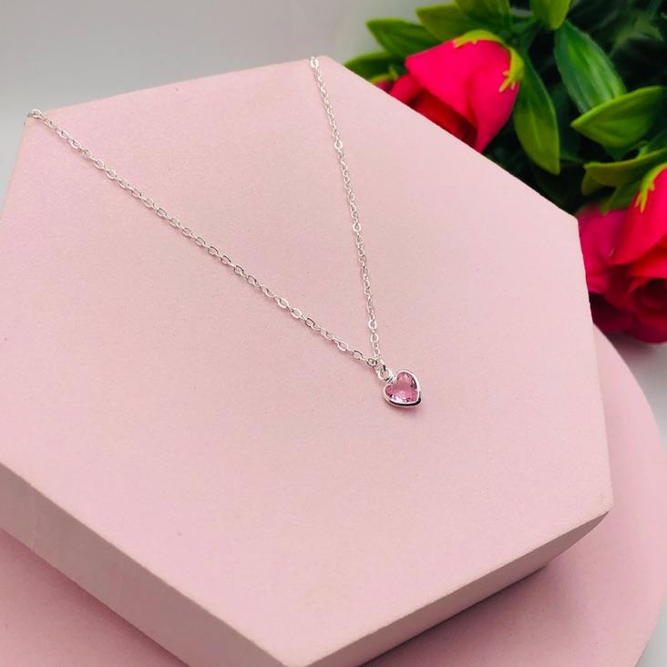 Tornozeleira Com pingente Coração Rosa