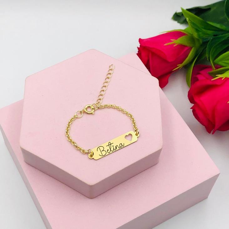Pulseira Infantil Plaquinha Coração