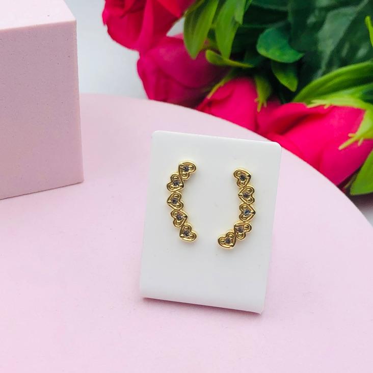 Brinco Ear Cuff Corações