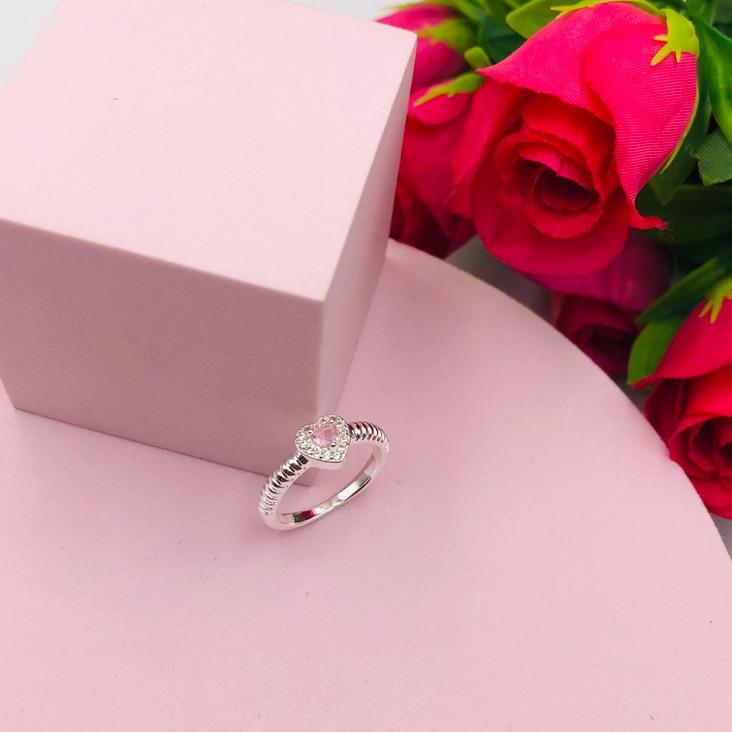 Anel Coração Rosa N 18