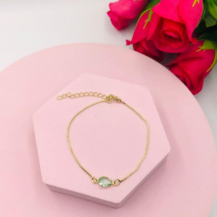 Pulseira Veneziana com Pedra Verde